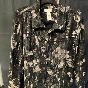 Black and Silver Floral Shirt